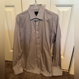 David Donahue Gingham Dress Shirt - 17 36/37